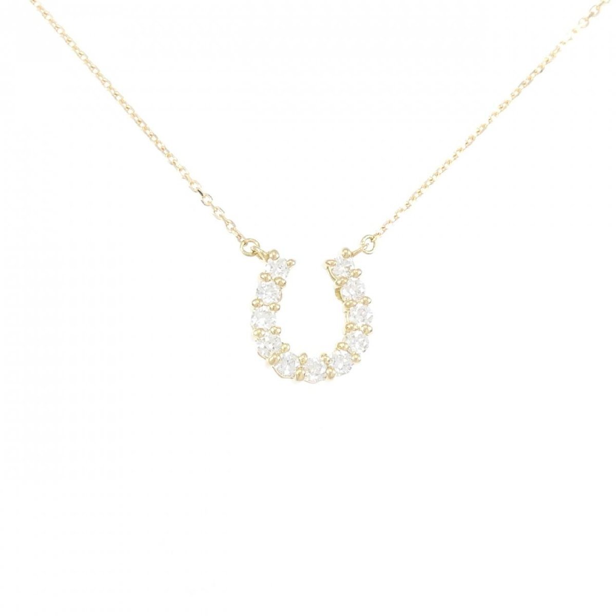 【新品】K18YG ホースシュー ダイヤモンド ネックレス 0.302CT拍卖