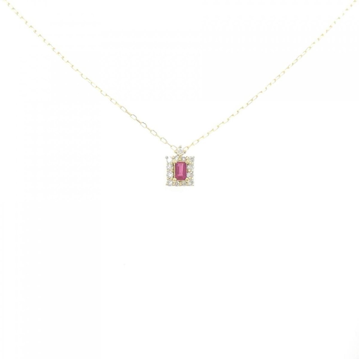 【新品】K18YG ルビー ネックレス 0.08CT拍卖