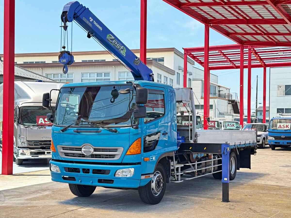 即決コミコミ【増トン・鉄板張り・4段クレーン・6900kg】平成29年★日野★レンジャー★ワイド★アルミブロック★ラジコン付★6速MT★愛知拍卖