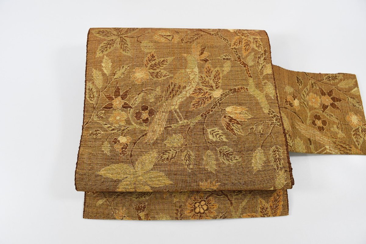 名古屋帯 鳥 葉 帯丈357cm ★着物屋 ne-15583 桜庭呉服店拍卖