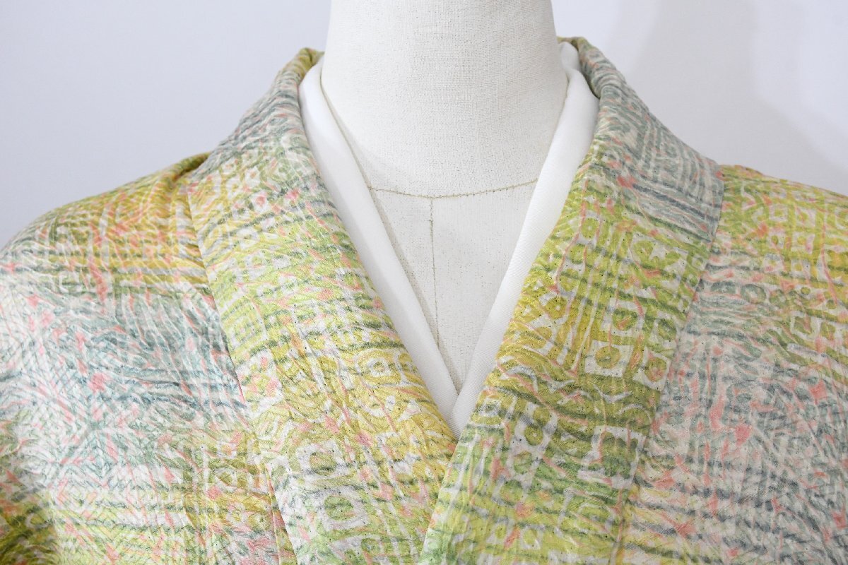 小紋 着物 袷 絞り柄 幾何学模様 身丈163cm 裄丈65cm ★ kb-6919 桜庭呉服店拍卖