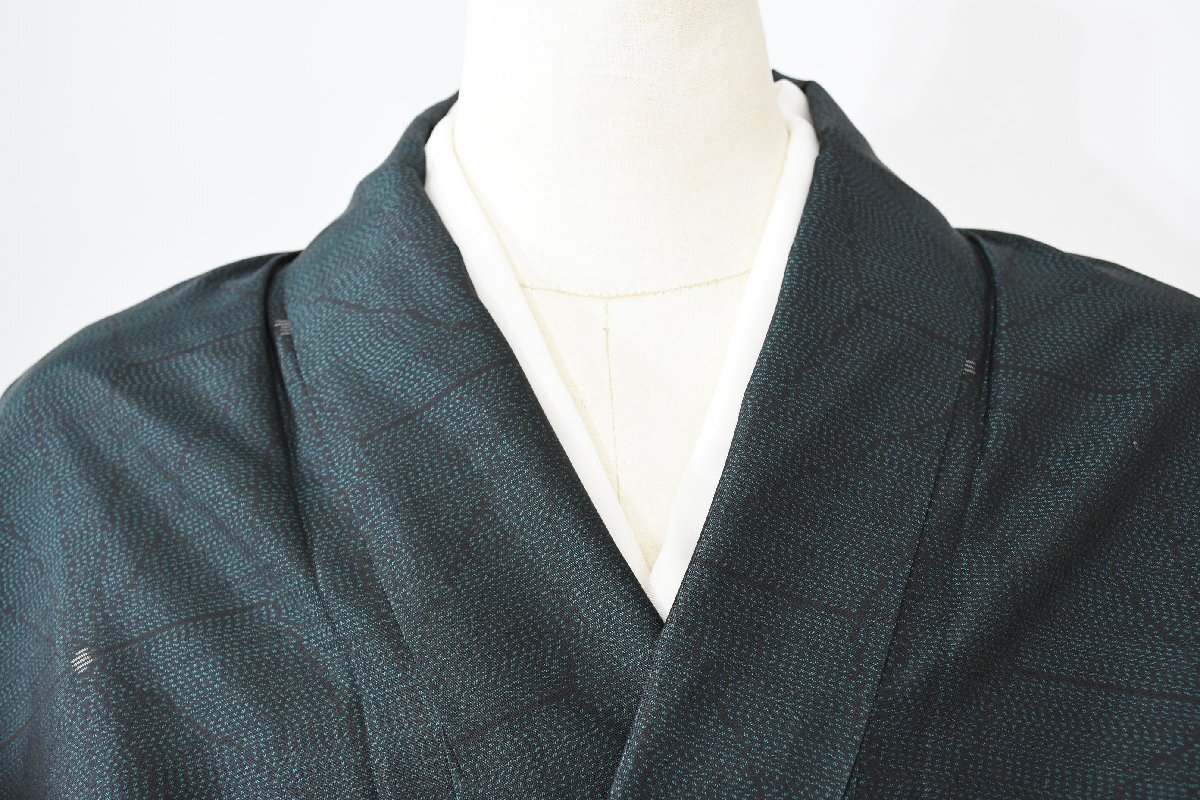 大島紬 麻の葉 正絹 身丈155cm 裄丈65cm ★着物 pb-3572 桜庭呉服店拍卖