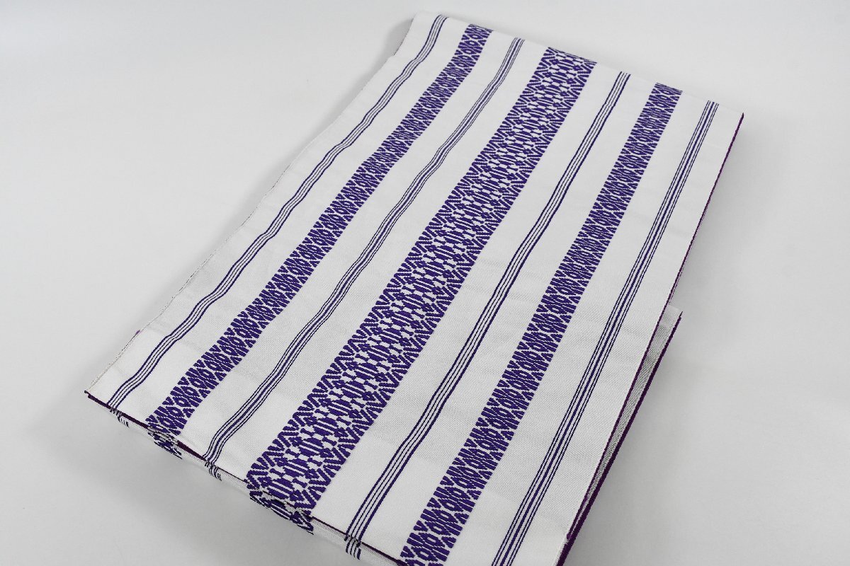 袋帯 未仕立て 全通柄 博多織 紫色 帯丈472cm ★着物屋 ne-15720 桜庭呉服店拍卖