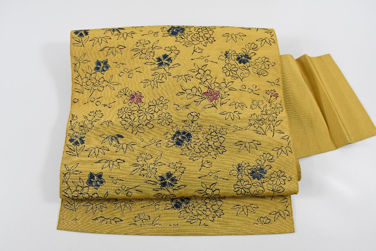 名古屋帯 秋草 花 帯丈304cm ★着物屋 ne-15916 桜庭呉服店拍卖