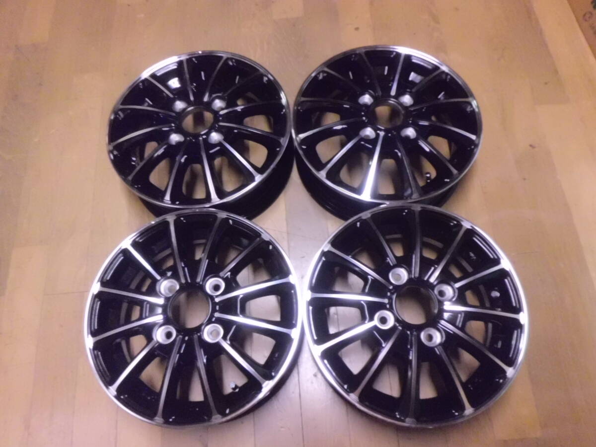 4本セット 軽トラ 軽自動車 12インチ アルミホイール 12x3.5B 4穴 100 +45 グロスブラック拍卖