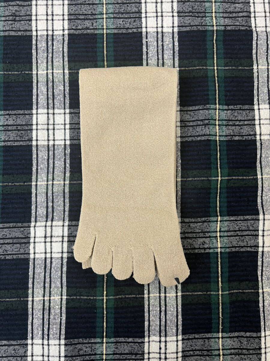 日本製 麻コットン 5本指靴下 ベージュ拍卖