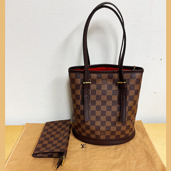 ルイ・ヴィトン LOUIS VUITTON ダミエ エベヌ マレ N42240 ポーチ付き バケツトート ショルダー 肩掛け ハンドバッグ ポーチ付き LV拍卖