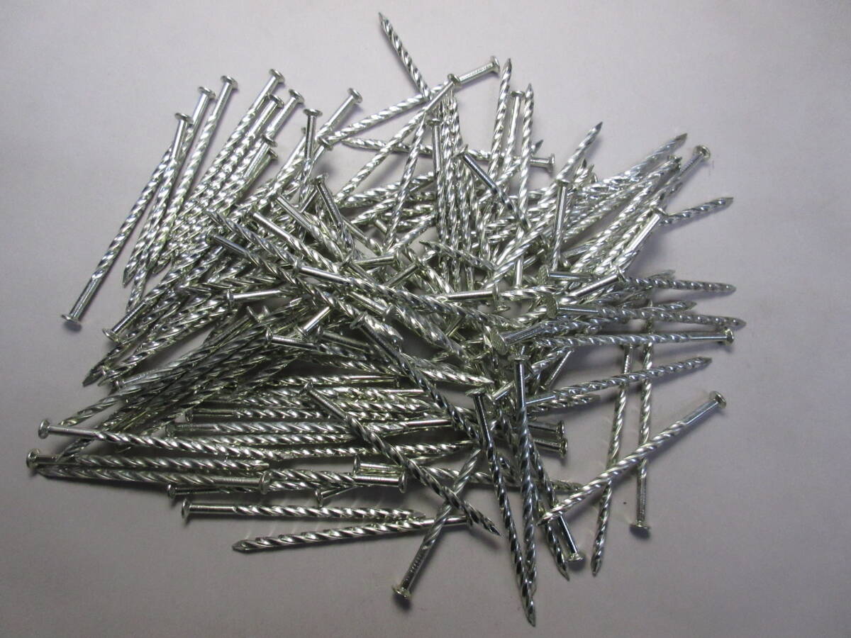 90mm/ユニクロメッキ/鉄/スクリュー釘/スクリューネイル/ネイル/平頭/釘/1kg拍卖