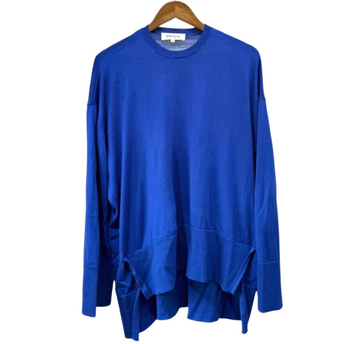 ENFOLD エンフォルド 21AW ウールハイゲージボックスプルオーバーニット 300EA870-2570 38 ブルー R14543拍卖