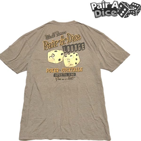 1点物◆サイコロDiceくすみ茶バックプリントTシャツ古着メンズXLレディースOKアメカジ90sストリートスポーツUSブランド/ビッグサイズ349352拍卖