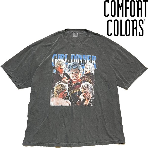 1点物◆GIRL DINNERビッグサイズ4XLくすみ色バックプリントTシャツ古着メンズレディースOKアメカジ90sストリートスポーツブランド黒349357拍卖