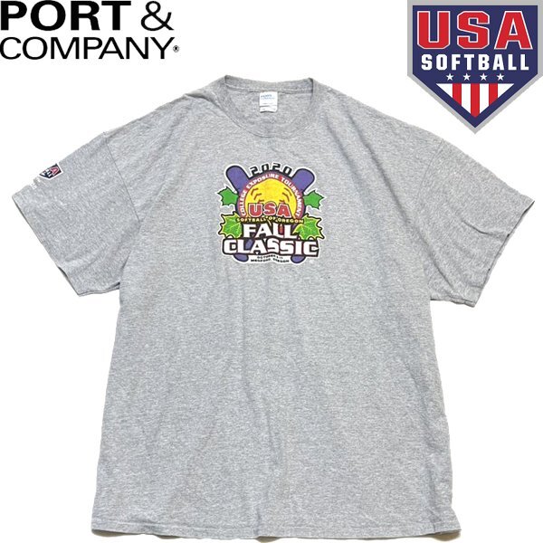 1点物◆PORTビッグサイズUSAソフトボールTシャツ古着メンズXXXLレディースOKアメカジ90sストリートスポーツUSブランド中古SOFTBALL灰349371拍卖