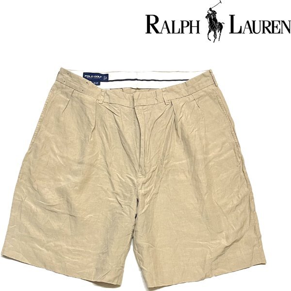 1点物◆ラルフローレンPOLOシルク/リネン混ショートパンツ古着メンズ36レディースOKアメカジ90sストリート/ショーツ/ハーフパンツXL349442拍卖