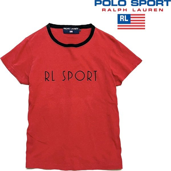 1点物◆ラルフ赤ポロスポーツ90sビンテージTシャツ古着Mキッズ子供用アメカジ90sストリート/スポーツUSポニーブランドTシャツ130中古349470拍卖