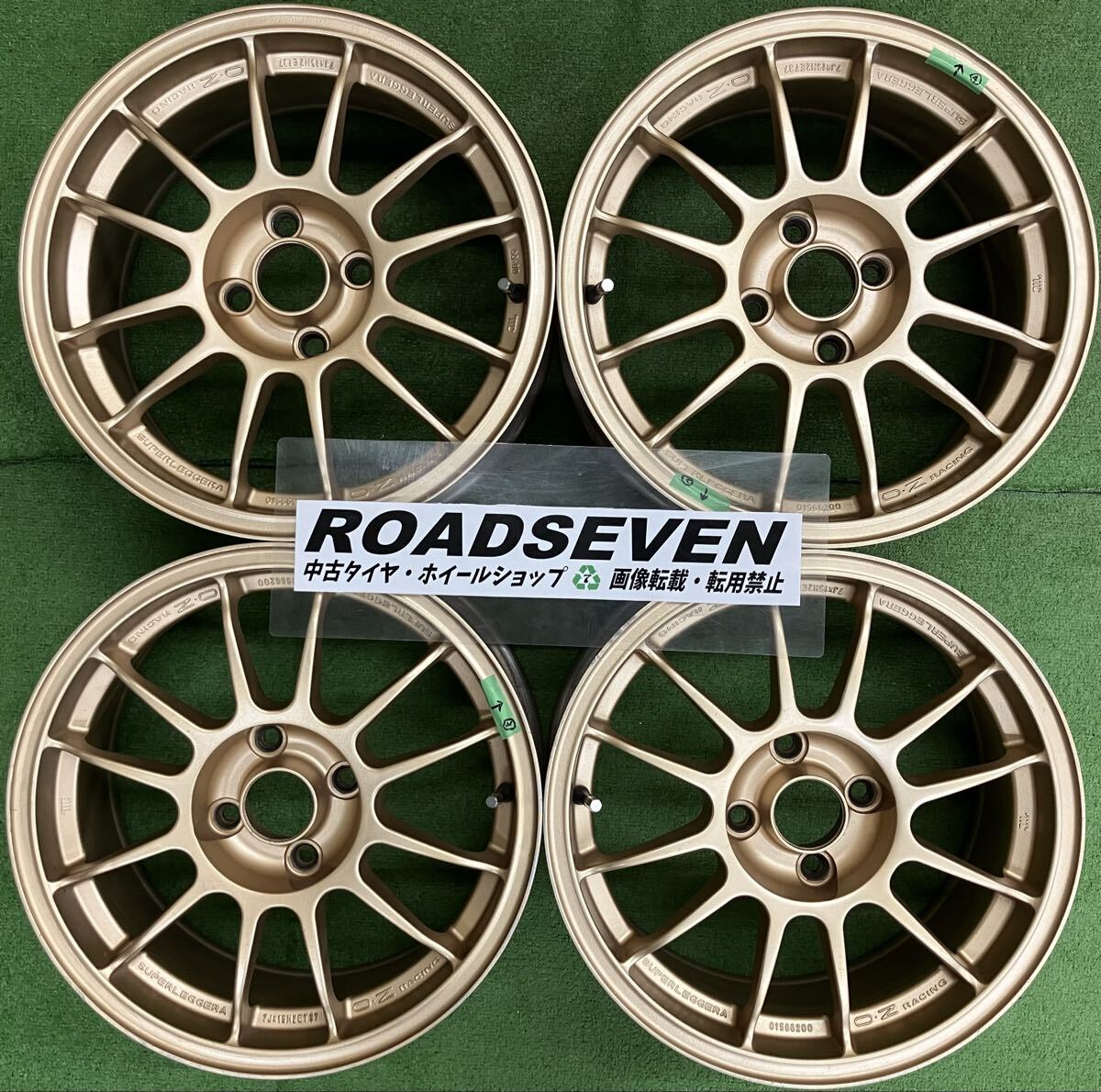 ★OZレーシング スーパーレッジェーラ★15×7J +37 4H PCD100 ハブ径:約68mm 4本セット 中古アルミ クラック有 ジャンク品★送料無料拍卖