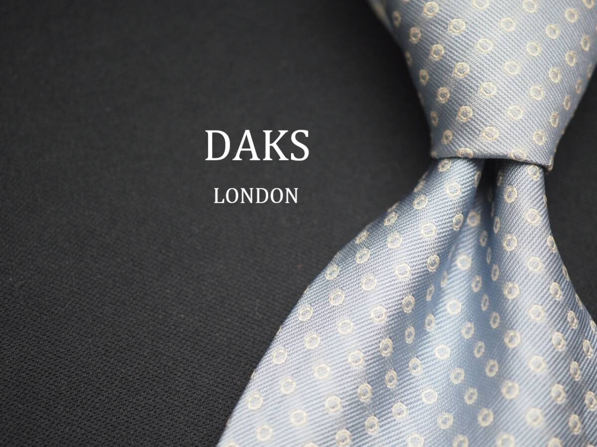 美品【DAKS ダックス】 E3195 水色シルバー系 SILK ブランド ネクタイ 古着 良品拍卖