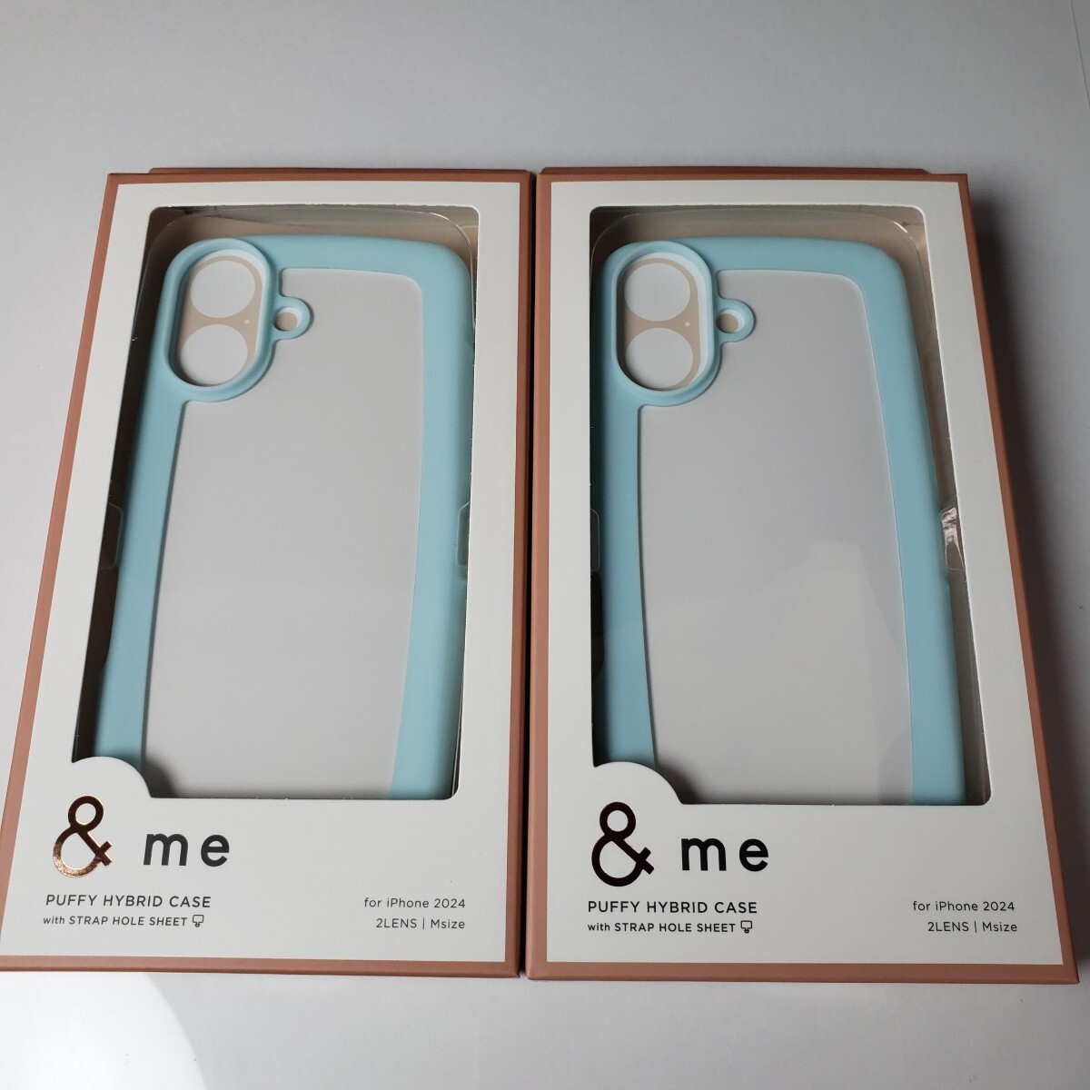 2個 iPhone16 耐衝撃ハイブリッドケース ぷっくりフレーム ライトブルー拍卖