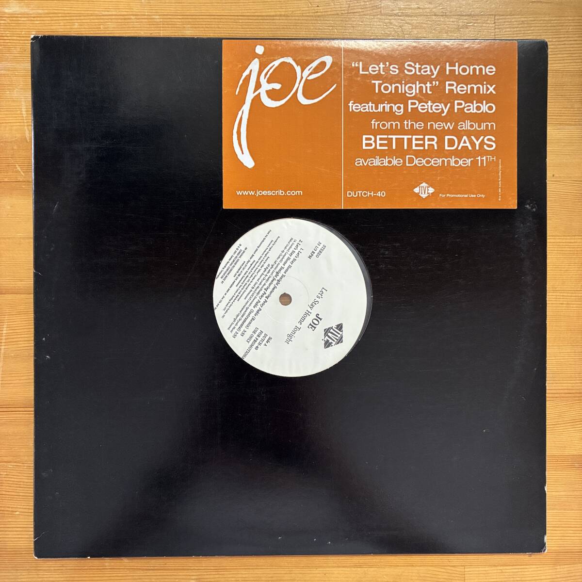 JOE LET'S STAY HOME TONIGHT (REMIX) 12インチ シングル拍卖