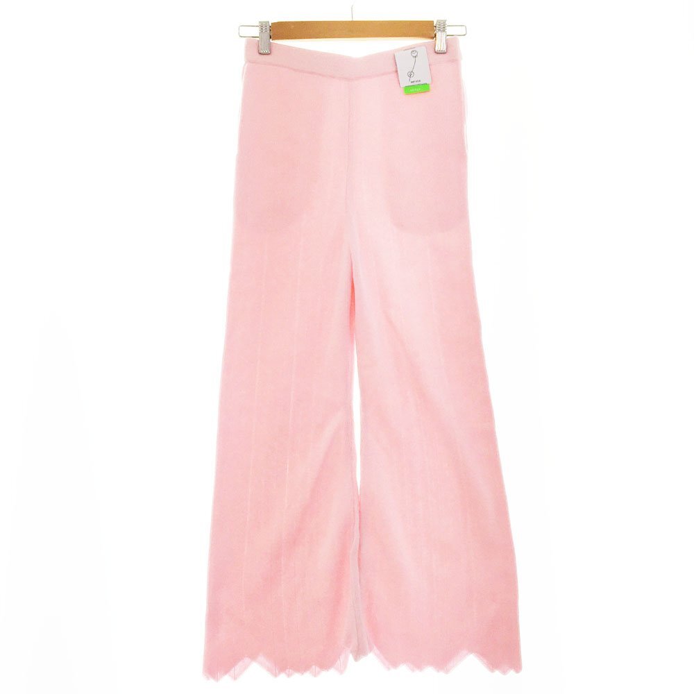 ★未使用 アールビーティリテイク RBTXCO RETAK ジグザグニット フレアパンツ フリーサイズ 9号程度 レディース ライトピンク 1BA/93209拍卖