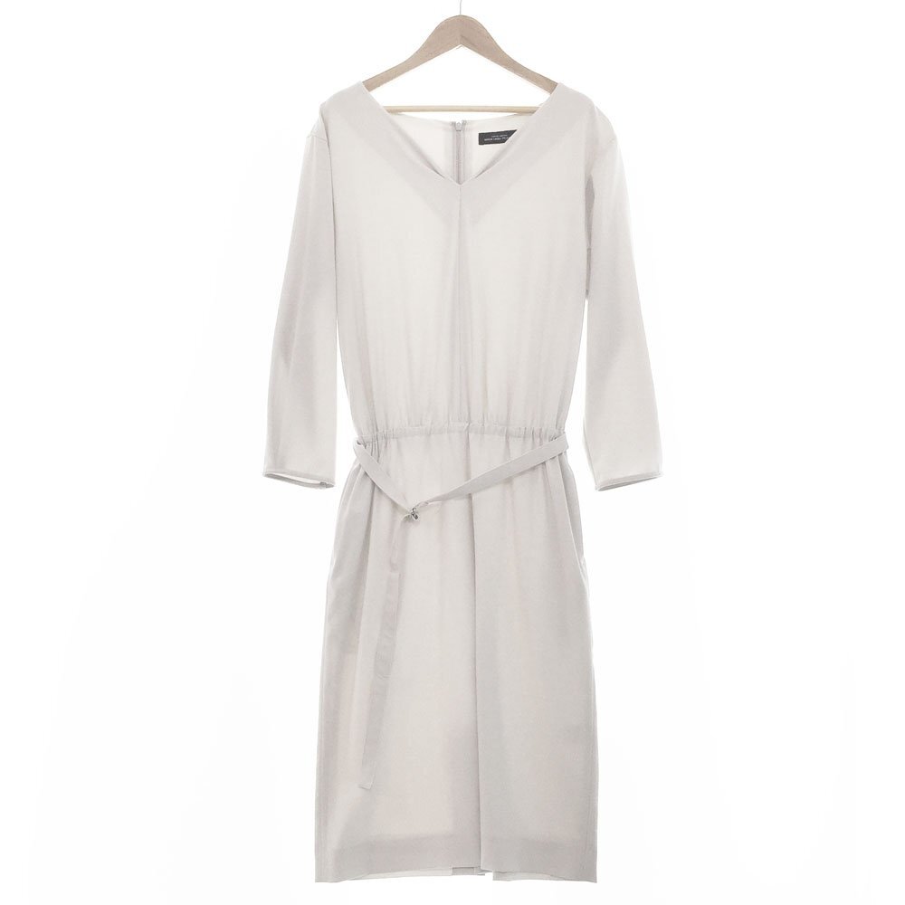 ★グリーンレーベル リラクシング D セットアップ Vネック ワンピース フリーサイズ レディース ライトグレー3526-147-2073 1BA/93362拍卖