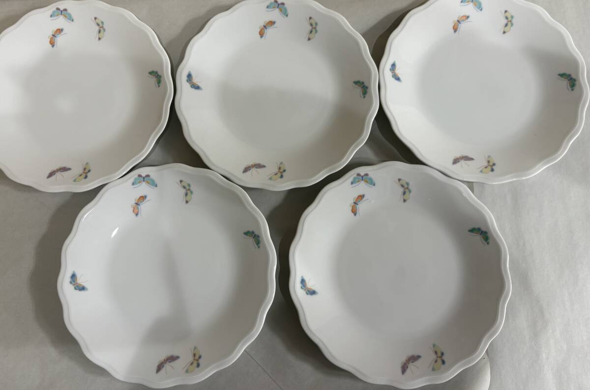 ◆◇【管理INS00013】宮内庁御用達 深川製磁 有田焼 蝶 皿/プレート5枚セット◇◆拍卖