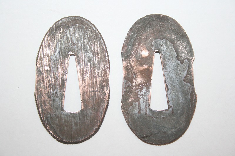 美品! 時代物本歌 銅地切羽2枚1組 厚い!W②拍卖