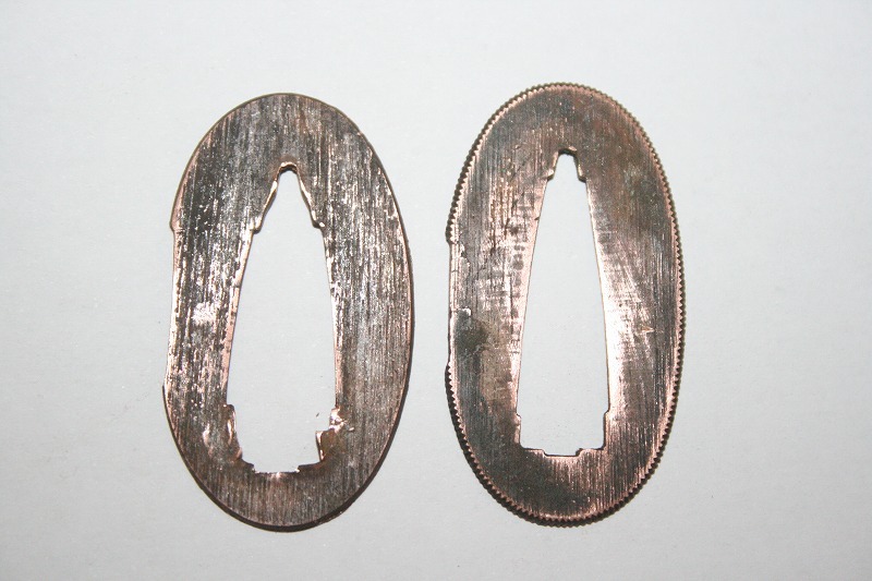 美品! 時代物本歌 銅地切羽2枚1組 厚い!V⑥拍卖