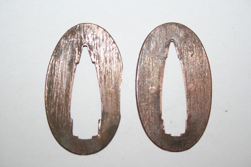 美品! 時代物本歌 銅地切羽2枚1組 厚い!W⑦拍卖