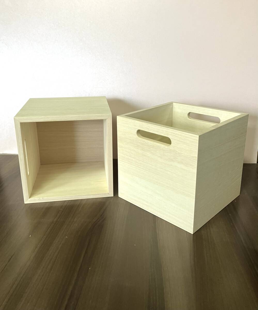 シングルレコード盤収納ラック2個 趣味コレクションの保管箱23cm角奥行22.5cm 桐の収納ボックス取手付き持ち運びに便利 EPレコード盤収納拍卖