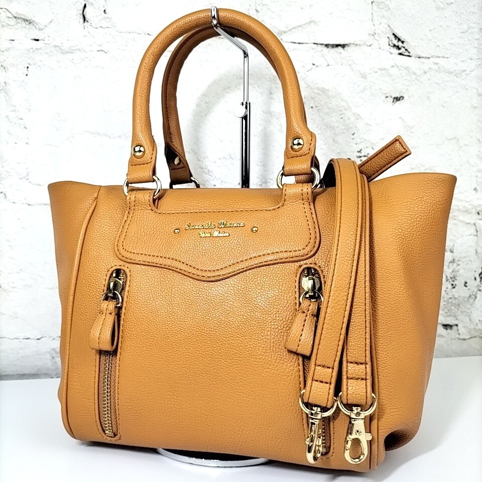 【 Samantha Thavasa 】 サマンサタバサ ロゴメタル ゴールド金具 レザー 2way ショルダーベルト付き ハンドバッグ ミニトート 婦人鞄 DS-1拍卖