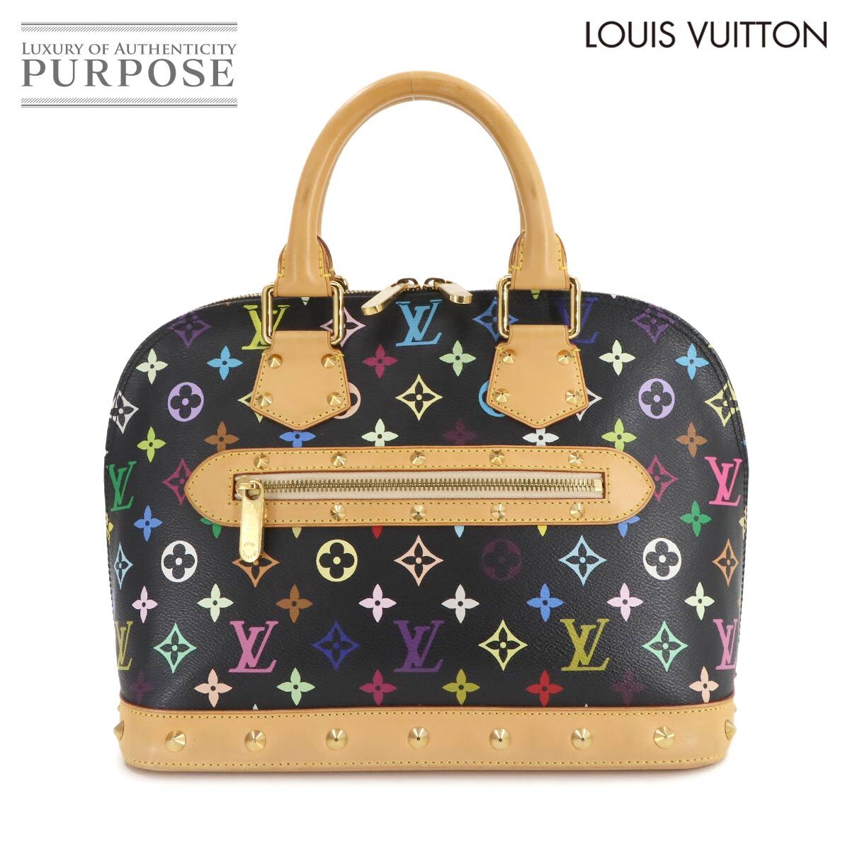 美品 ルイ ヴィトン LOUIS VUITTON モノグラム マルチカラー アルマ ハンド バッグ ノワール M92646 ゴールド 金具 Alma 90286946拍卖