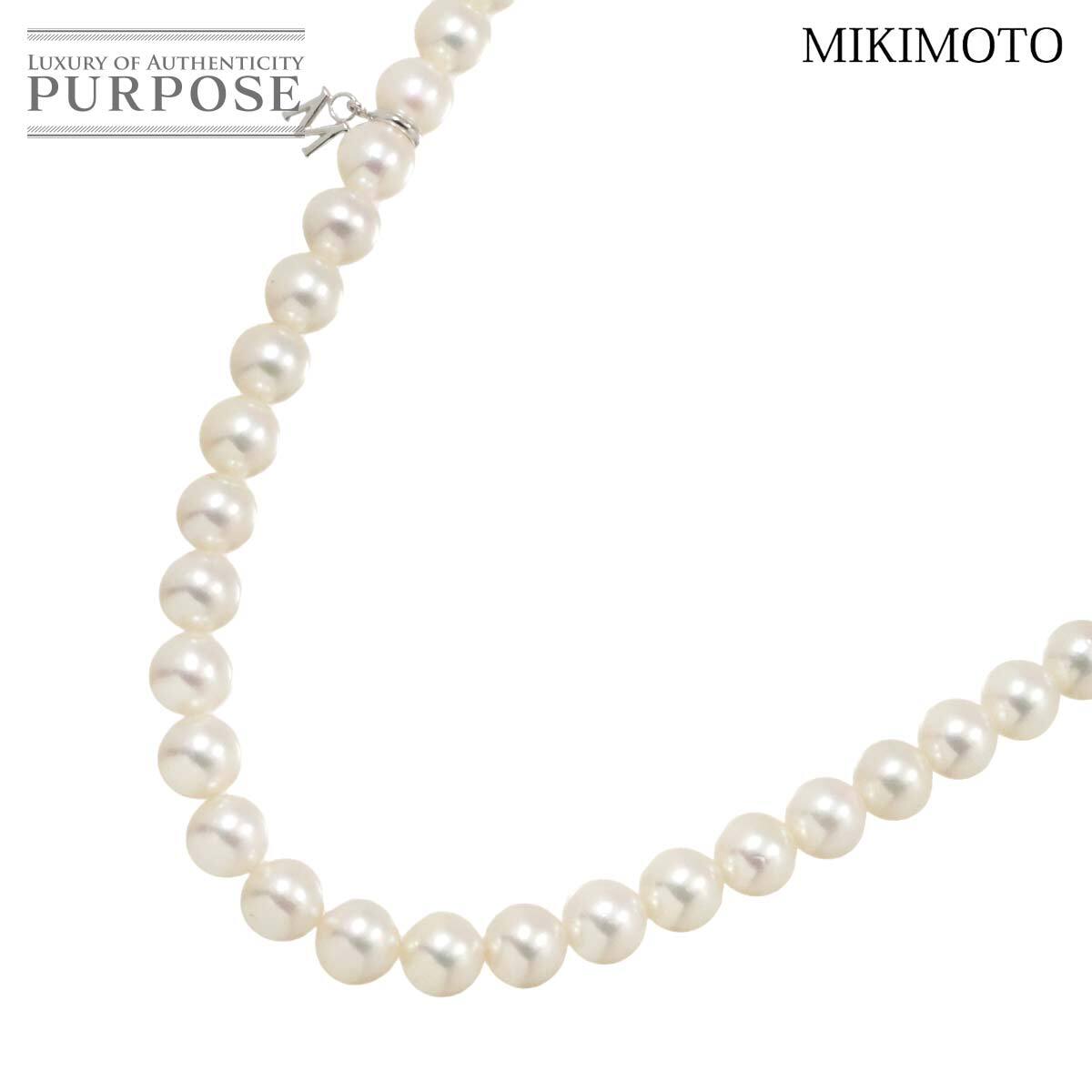 ミキモト MIKIMOTO アコヤ真珠 7.0-6.5mm ネックレス 42cm K18 WG SV ホワイトゴールド 750 パール Akoya Pearl Necklace 90281192拍卖
