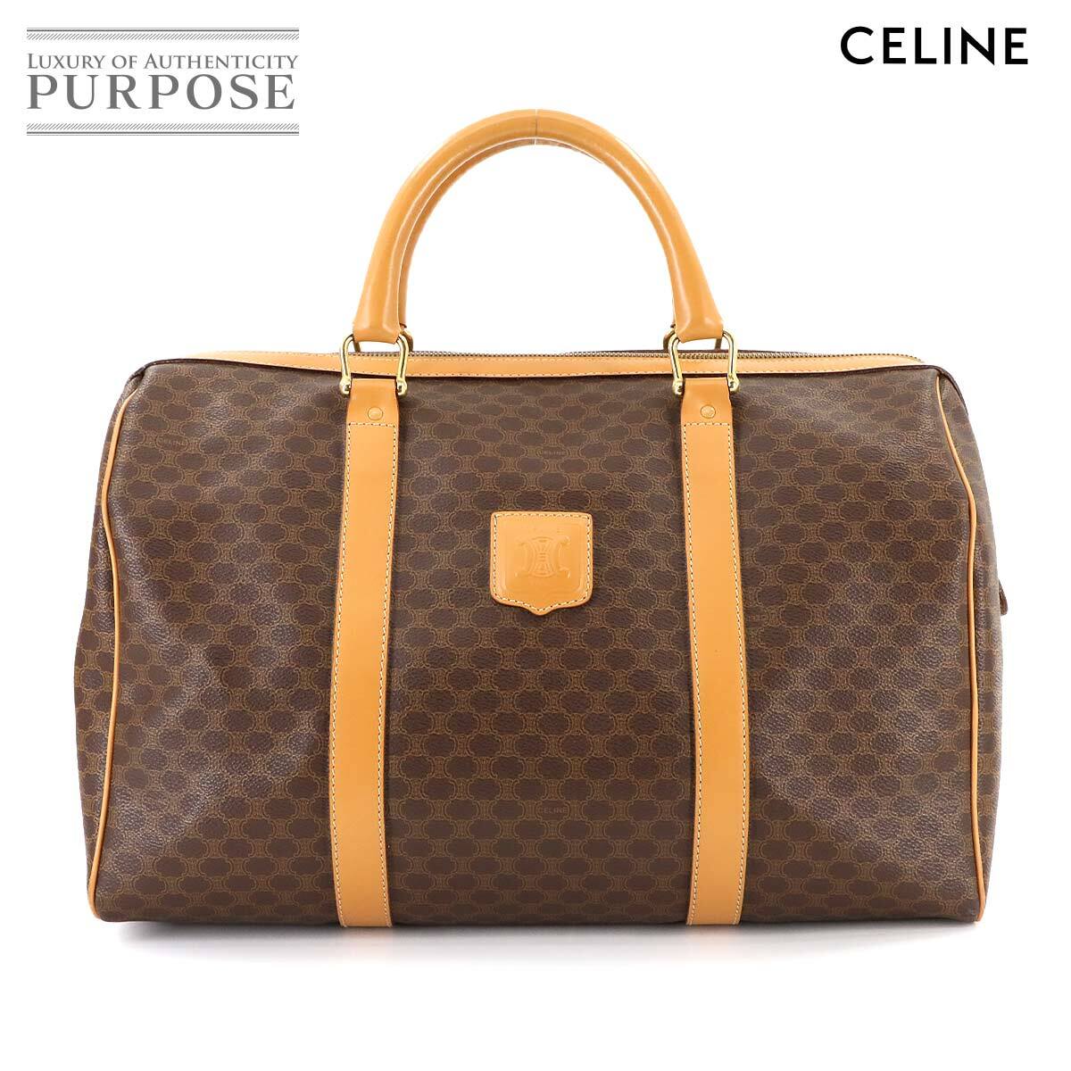 セリーヌ CELINE マカダム ボストン ハンド バッグ PVC レザー ブラウン ゴールド 金具 ヴィンテージ Macadam Boston Bag 90287675拍卖