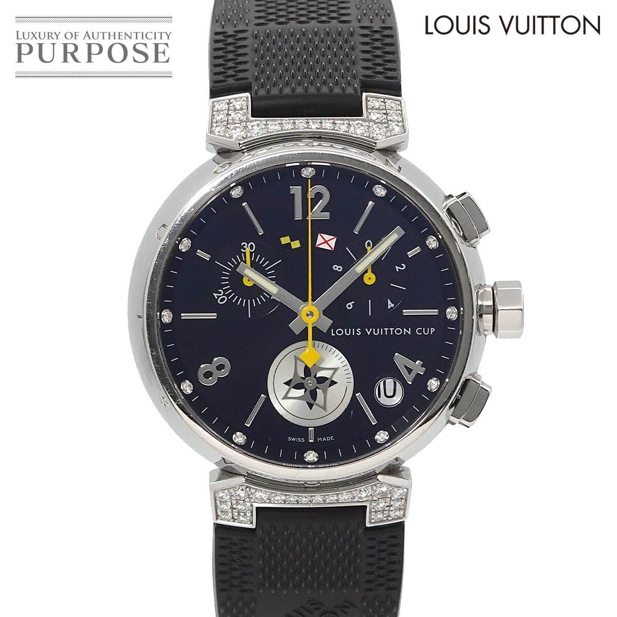 ルイ ヴィトン LOUIS VUITTON タンブール ラブリーカップ Q11BK 12P ラグ ダイヤ メンズ 腕時計 クロノグラフ クォーツ Tambour 90289932拍卖