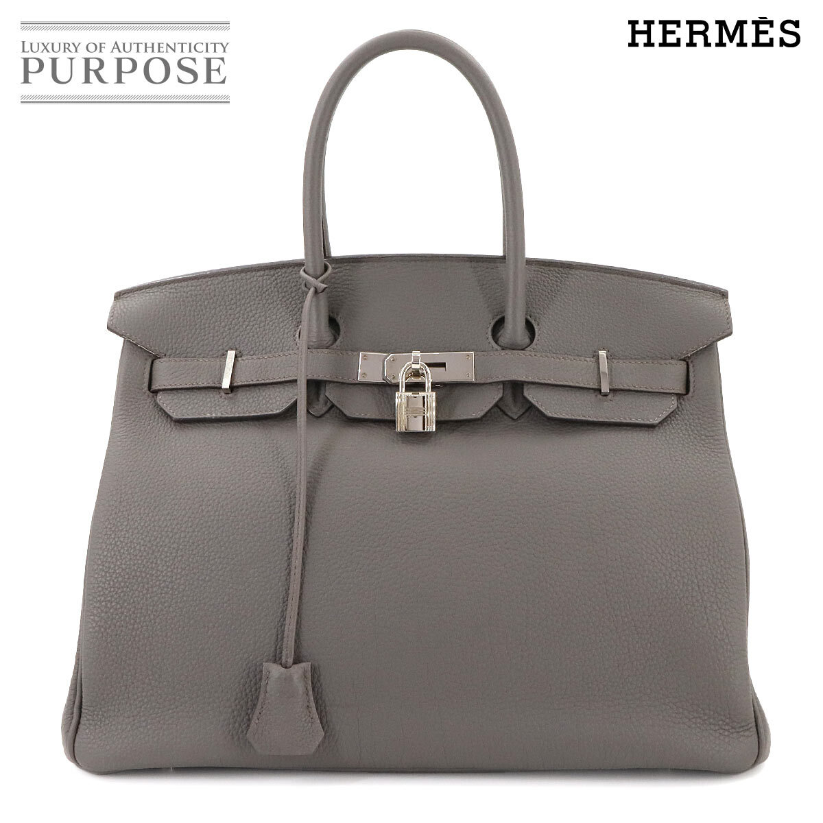 新品同様 エルメス HERMES バーキン35 トゴ エタン ハンド バッグ C刻印 シルバー 金具 Birkin 90290236拍卖