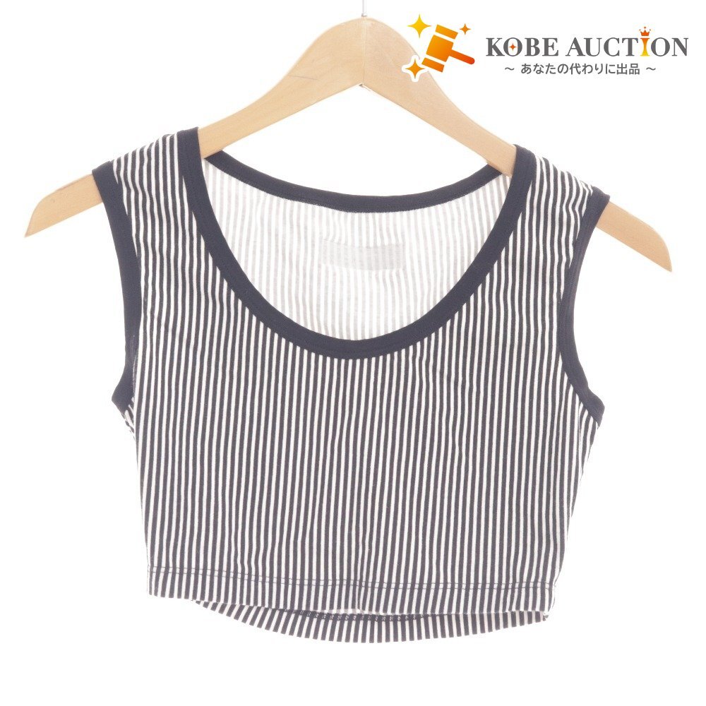 ■ ドルチェアンドガッバーナ タンクトップ ショート丈 トップス ストライプ レディース S ブラック拍卖