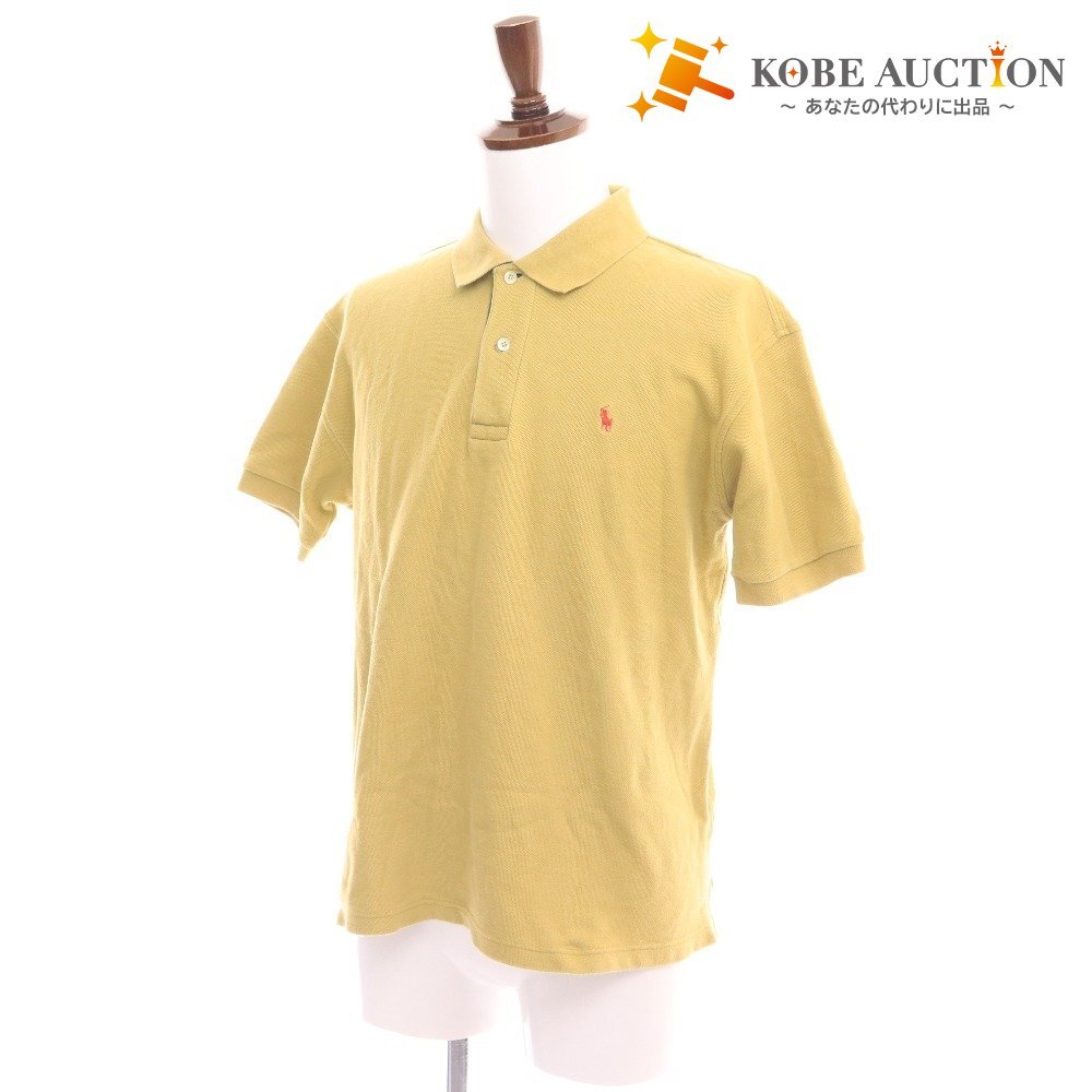 ■ ポロラルフローレン ポロシャツ 半袖 トップス 刺繍ロゴ ワンポイント メンズ M ライトイエロー系拍卖