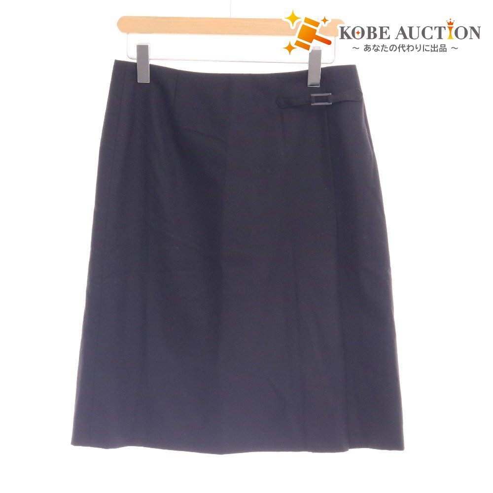■ アクリス ひざ丈スカート ボトムス スリット ベルト レディース 13 ブラック拍卖