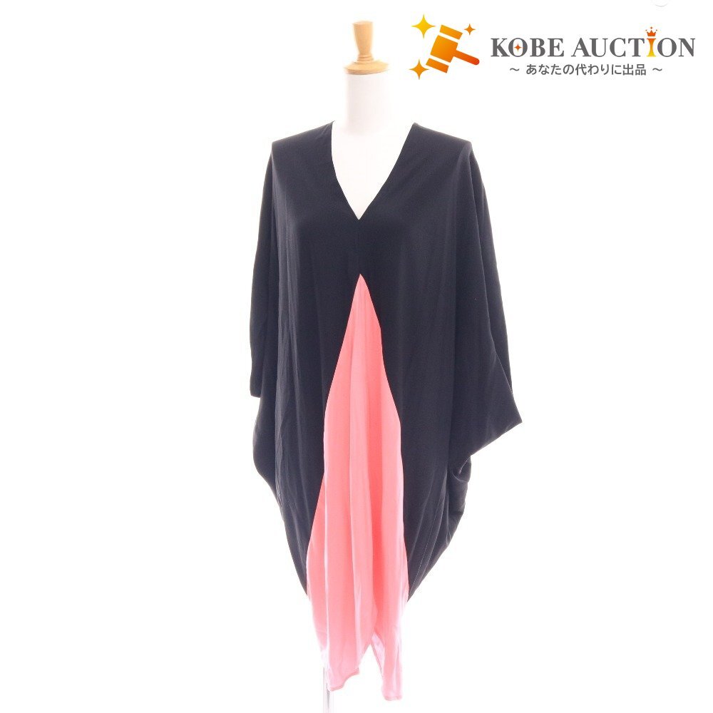 ■ ゼロマリアコルネホ ワンピース 七分袖 OPZE-KM-2010 トップス ボトムス ツートンカラー レディース 2 ブラック ピンク拍卖