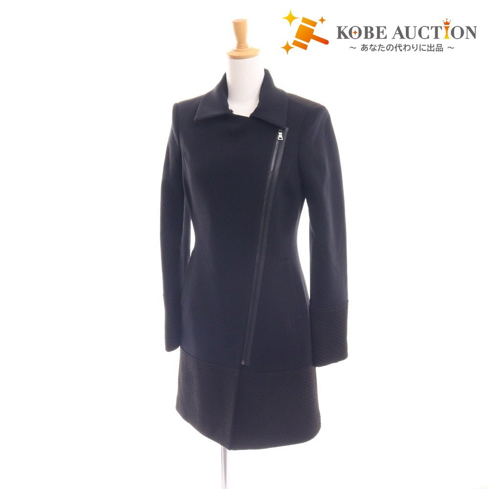 ■ ガウディ ジャケット コート 長袖 アウター 膝丈 袖ジップ レディース 42 ブラック拍卖