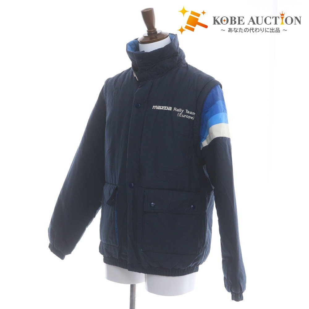■ マツダ ジャケット 長袖 アウター 刺繍 ボタン ポケット チャック 袖2WAY メンズ M ブルー系 ダークネイビー系拍卖
