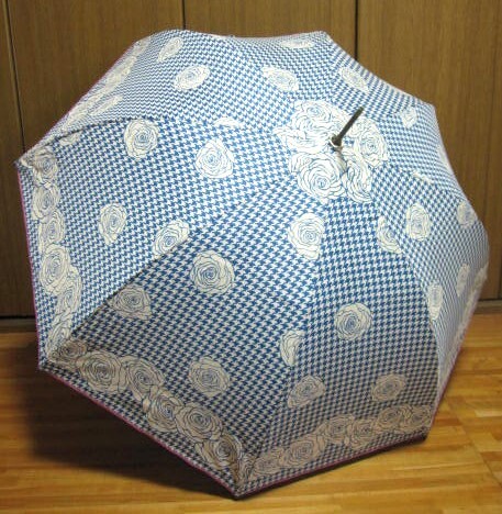*新品*千鳥格子×バラ*ネイビー系*晴雨兼用*長傘*99%UVPROTECT*紫外線対策*GENUINE UMBRELIA WORKS*拍卖