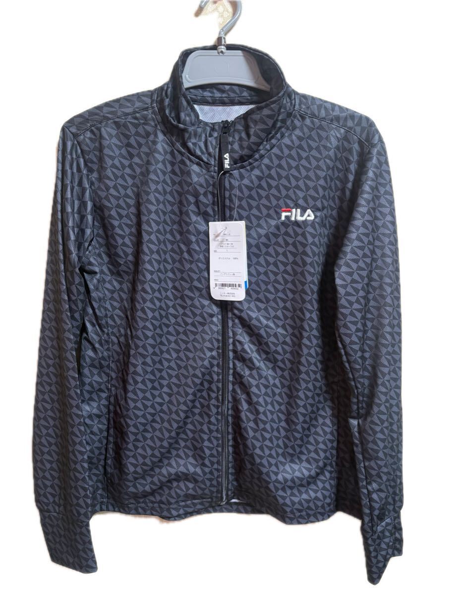 *送料無料*新品*L*FILA*長袖ラッシュガード*ブラック系*フロントジップ*紫外線遮蔽率90%以上*吸水速乾*フィラ*拍卖