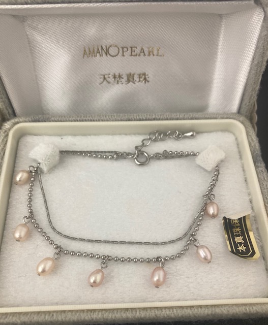 ★大特価 天埜真珠【天然 本真珠 パール ブレスレット】珠の大きさ約 4.4mm アクセサリー ブレスレット メッキ pearl 338拍卖
