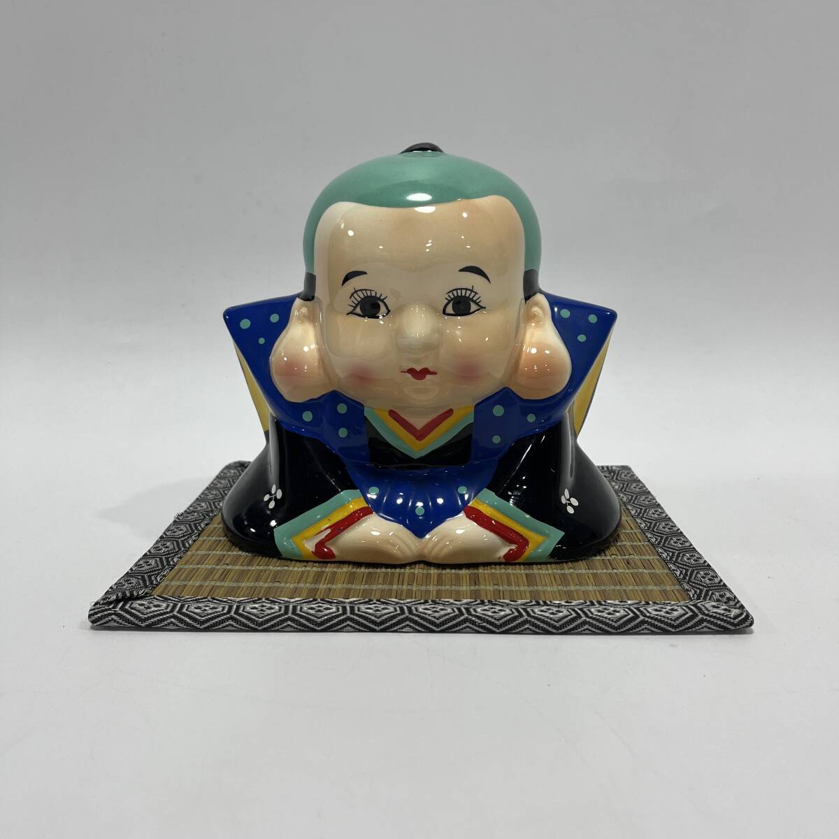 【63167V】福助人形 貯金箱 商売繁盛 縁起物 陶器製 昭和レトロ 置物 アンティーク 経年保管品 現状品拍卖