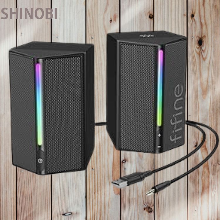 ゲーミングスピーカー 有線ステレオ 3.5mm接続 重低音対応 RGBライト制御 USB給電式 PC スマホ テレビ対応 ゲーム 映画鑑賞向け ブラック拍卖