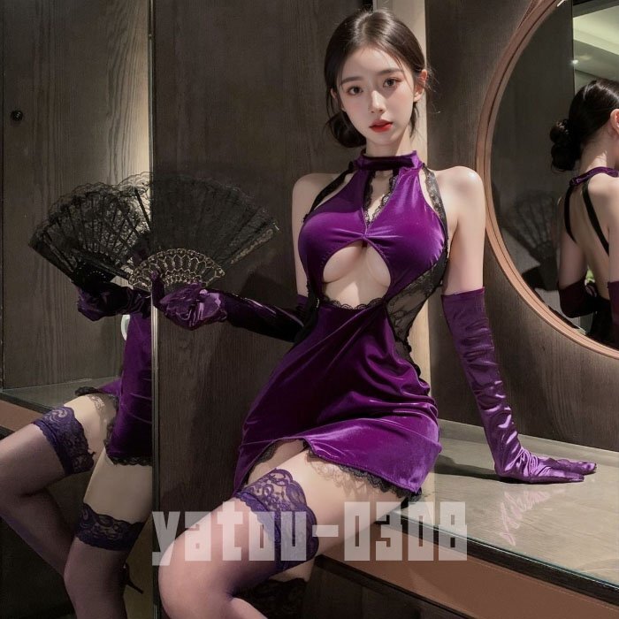 K181 コスプレウェア 悩殺 ベロア 透け透け レース ミニスカート ワンピース ベビードール セクシーランジェリー ナイトウェア拍卖