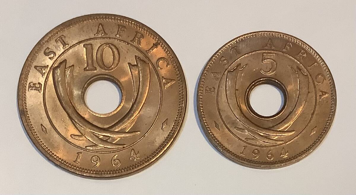 東アフリカ 1964年 青銅貨2種セット 未使用拍卖