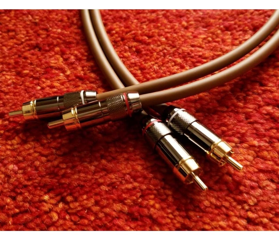 送料無料! MOGAMI モガミ 2534 30cm ペア 2本セット ブラウン RCA ケーブル プラグ 24k ハンドメイド カスタムケーブル拍卖