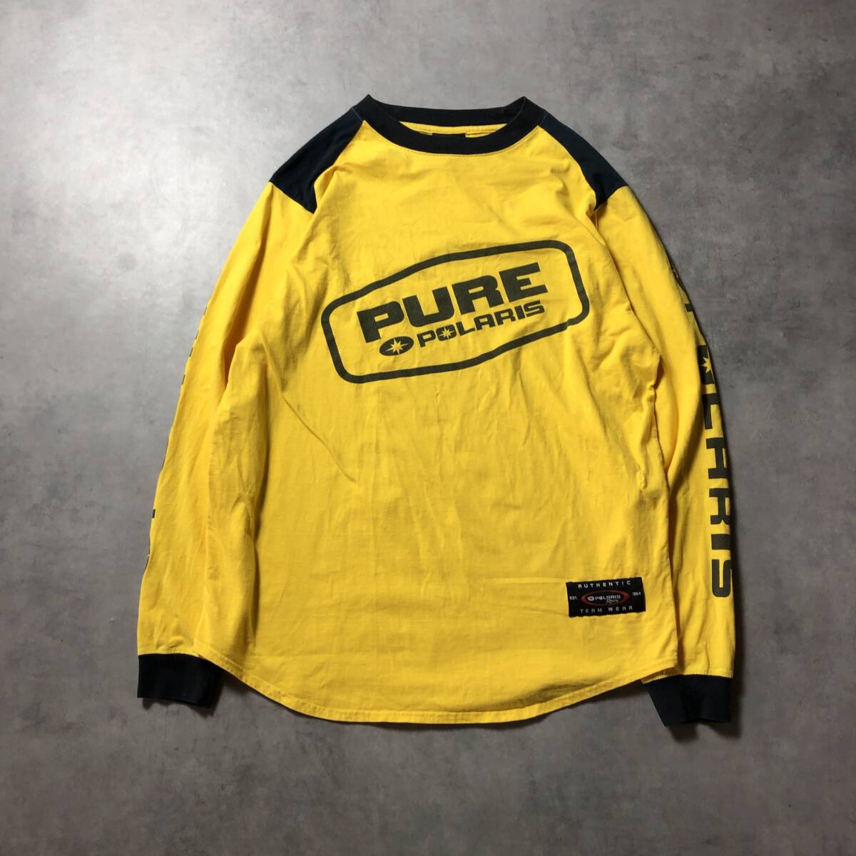 GQ2902◇PURE POLARIS : 長袖Tシャツ◇M◇イエロー レーシングチーム ロンT拍卖